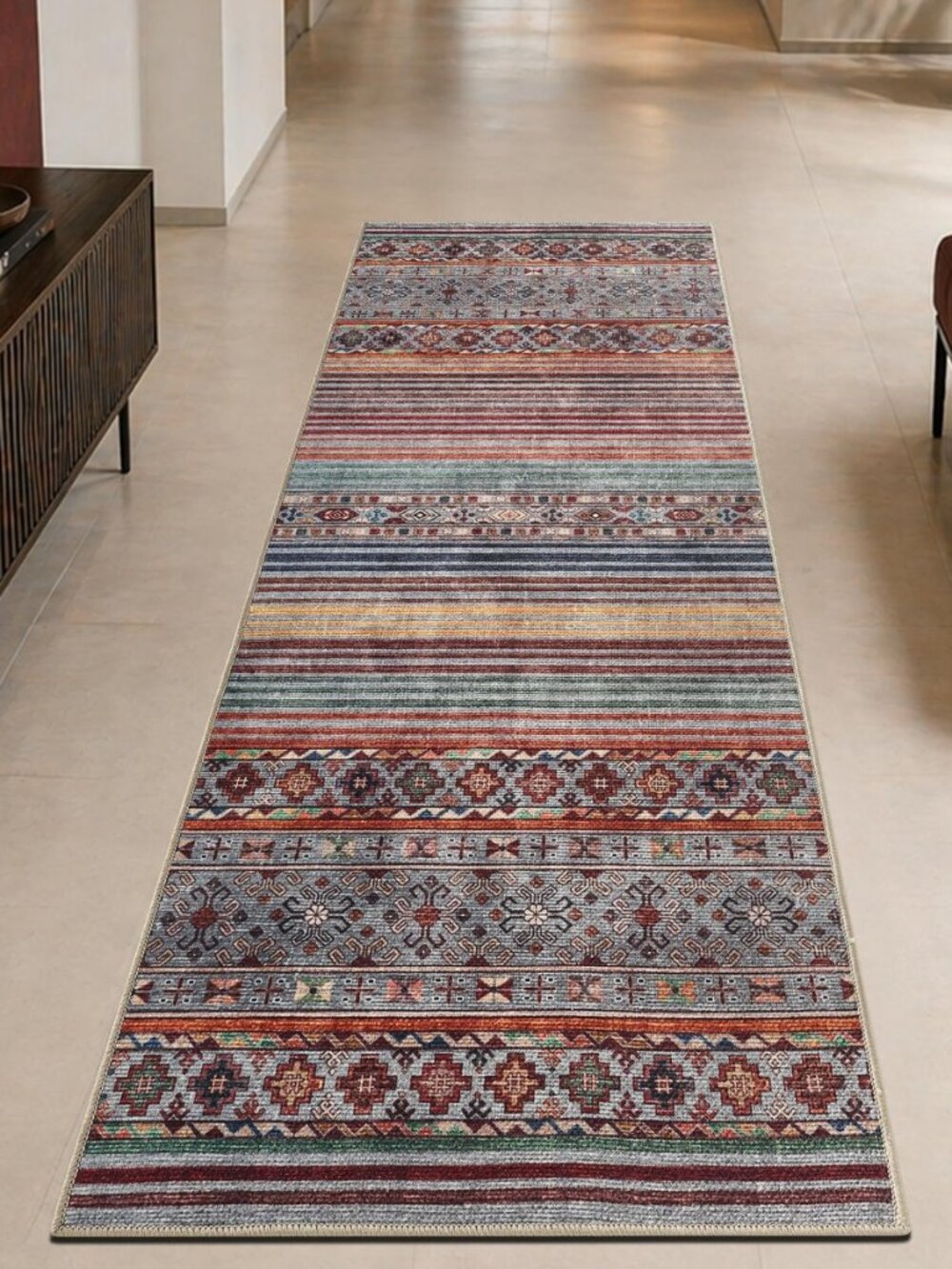 Vintage Washable Runner Rug, Non-Slip Low Pile, 2x7